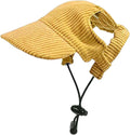 Dog Baseball Cap, Dog Cat Summer Beach Visor Hat with Ear Holes, Adjustable Puppy Sunbonnet Headdress (Yellow, Medium)