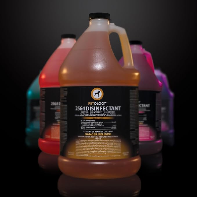 256:1 Disinfectant, 1 Gallon - Liquid Concentrate Disinfectant and Deodorizer, Sanitizer for Veterinary Clinics and Kennels, Effective Against Viruses and Bacteria (Lavender)