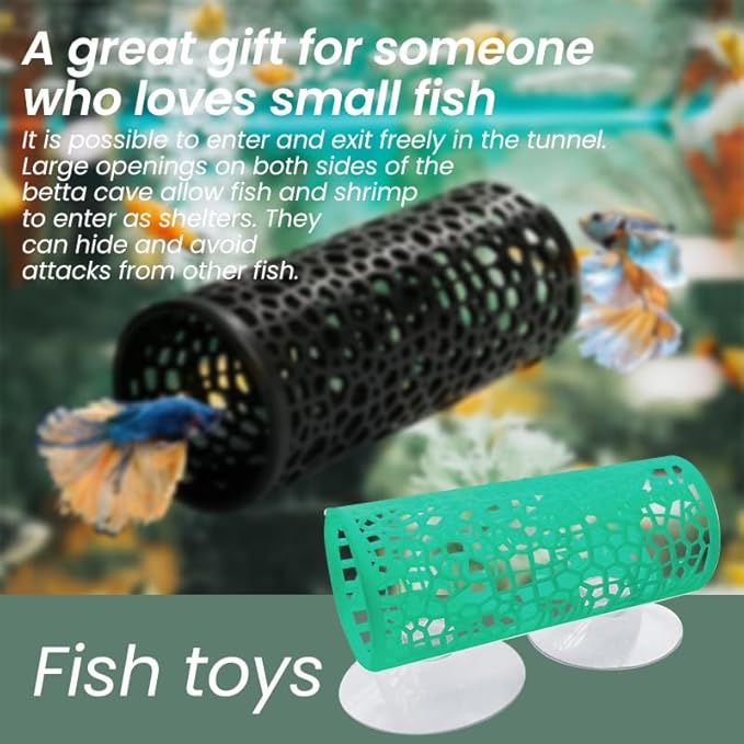 Betta Fish Hammock with Suction Cup - Plastic Aquarium Hideout & Resting Leaf for Betta Fish Tank, Decorative Shelter to Reduce Stress, Easy to Install (Green)