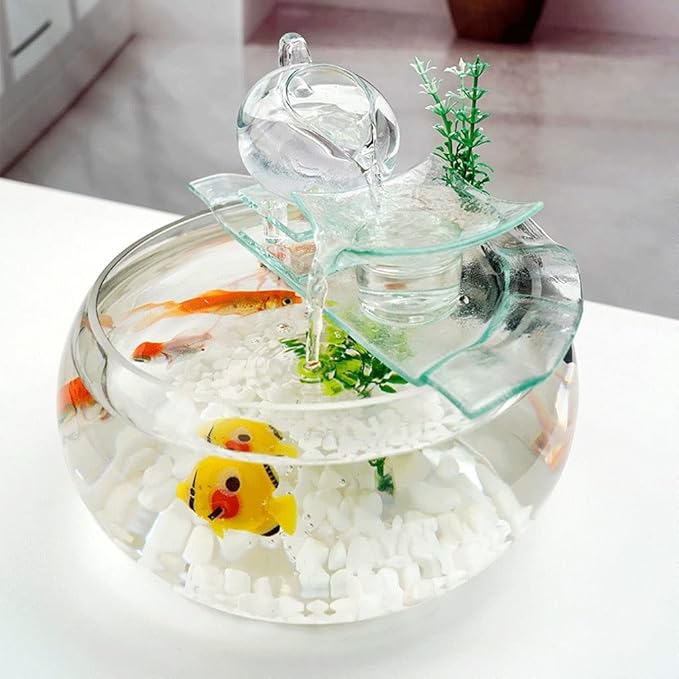 Fish Bowls Hydroponic Plant Container Goldfish Bowl Fish Tank Goldfish Flowing Water Ornament Glass Mini Desktop Home Living Room Aquarium Starter Kits Aquarium Entry Fish Tank (Color : A)