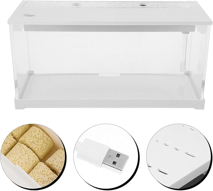 Small Acrylic Desktop Aquarium with LED Light and Quiet Filter, Mini Betta Fish Tank for Freshwater, Low Maintenance Fish Bowl for Home and Office Decor