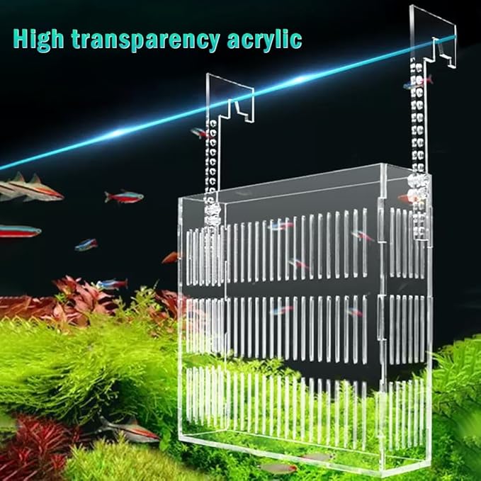 La La Pet®Adjustable Hanging Aquarium Plant Holder Acrylic Breeder Box for Fish Tank Transparent Hatching Incubator Box Isolation Box for Small Fish Small
