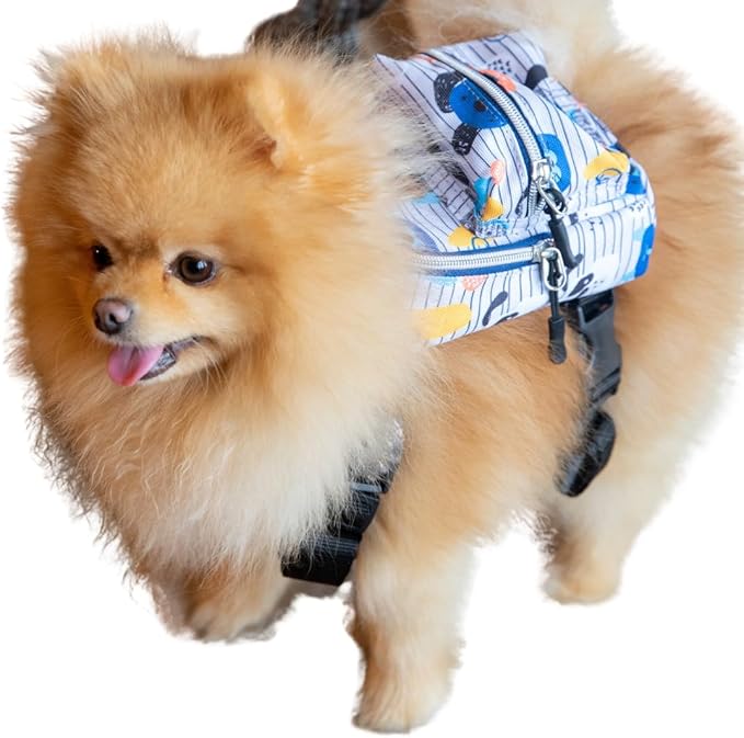 Pawlook Dog Backpack Harness – Street Smart | Waterproof, Adjustable, Breathable – Leash Attachment D-Rings, Poop Bag Pocket – Small & Medium Dogs – 8 Styles Woof Medium
