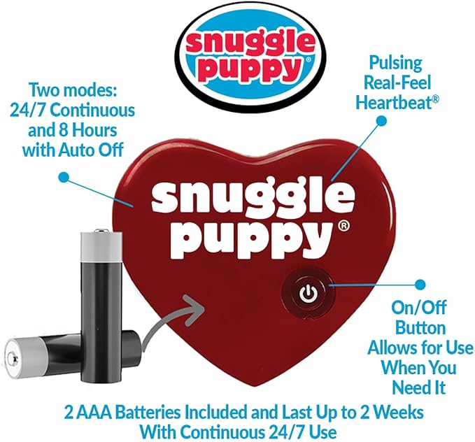 Snuggle Puppy Heartbeat Dog Toy for Puppies, Real-Feel Heartbeat, Calming Sleep Aid and Crate Training Comfort Toy with Heat Pack, Brown & White Beagle