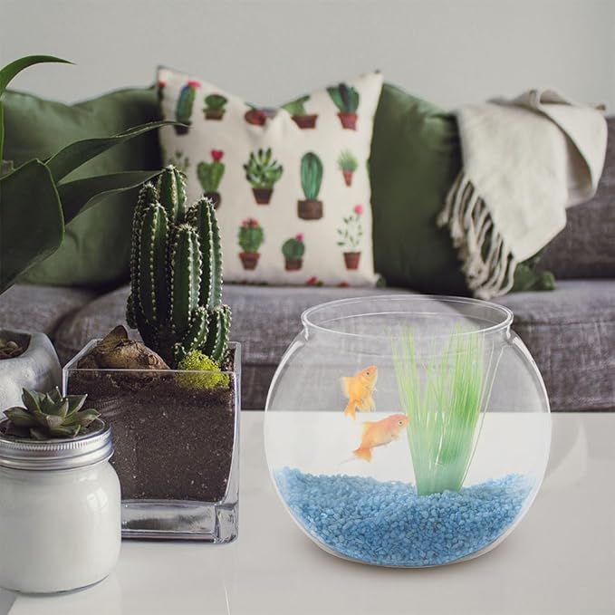 DECHOUS Round Fish Bowl with Stand, 2 Gallon Fish Tank Decor Tabletop Small Fish Bowl Hydroponic Vase Planter Aquarium Desktop Fish Tank for Betta Fish/Goldfish, Plastic Material