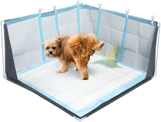 Dog Pee Pad Holder with High Walls, Portable Dog Litter Box for Inside Potty, Splash-Proof No Spill Pee Shield Pad Holder Tray for Puppies Small and Medium Dogs (Grey, Only Pee Pad Holder)