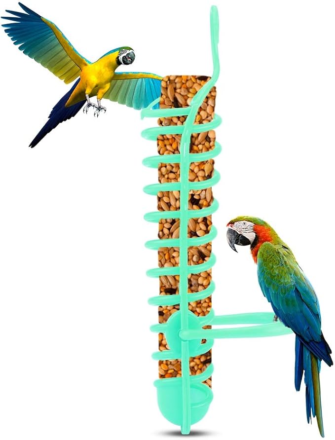 Millet Holder, Parrots Feeder Basket, Bird Food Holder, Parrot Foraging Stand for Pet Bird Vegetable Fruit Feeder (Green)