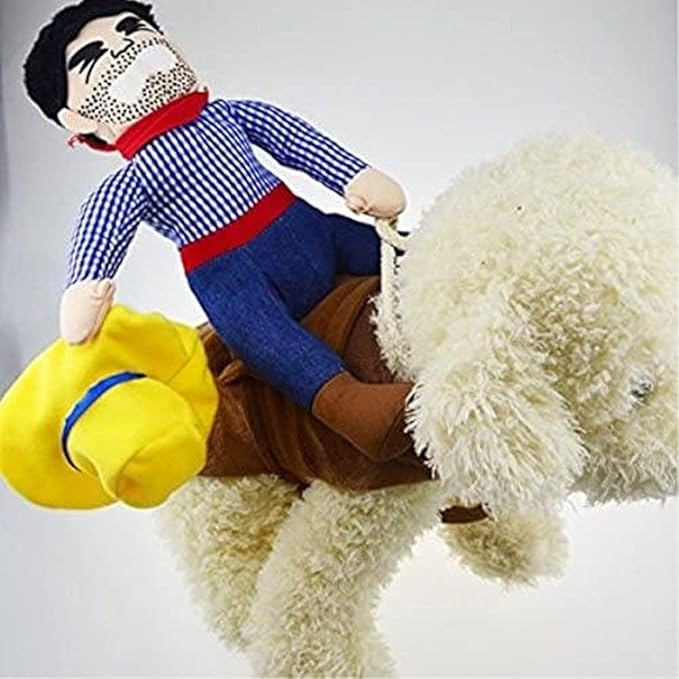 Halloween Cowboy Dog Cat Costume Clothes Novelty Funny Pets Party Cosplay Apparel Dog Riders Clothing (X-Large)