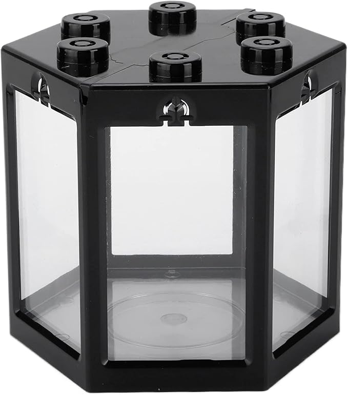 Small Fish Tank, 12x10. 5x11cm Hex Shape Superimposable Goldfish Tank Mini Fish Tank Small Aquarium Kit with Rounded Corner Design for Home Office