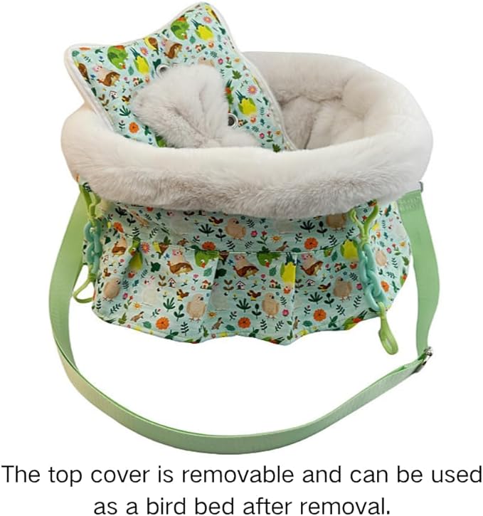2 in 1 Warm Bird Carrier Bag, Bird Hammock Bed for Cage, Winter Travel Bag, Portable Parrot Outing Bag for Lovebird, Budgie, Conure, Quaker, Small Medium Birds (Blue,Small)