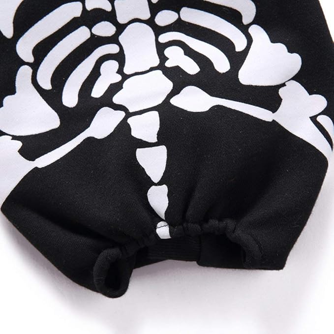 Halloween Fancy Fleece Dogs Cats Warm Pajama Coat Skeleton Costumes for Teddy, Pug, Chihuahua, Shih Tzu, Yorkshire Terriers, Papillon B-Black/White S