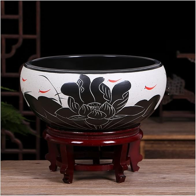 Fish Bowls Hydroponic Plant Container Aquarium Fish Tankchinese Style Ceramic Goldfish Bowl Home Living Room Office Desktop Fish Culture Bowl Aquarium Starter Kits Aquarium Entry Fish Tank ( Color : B