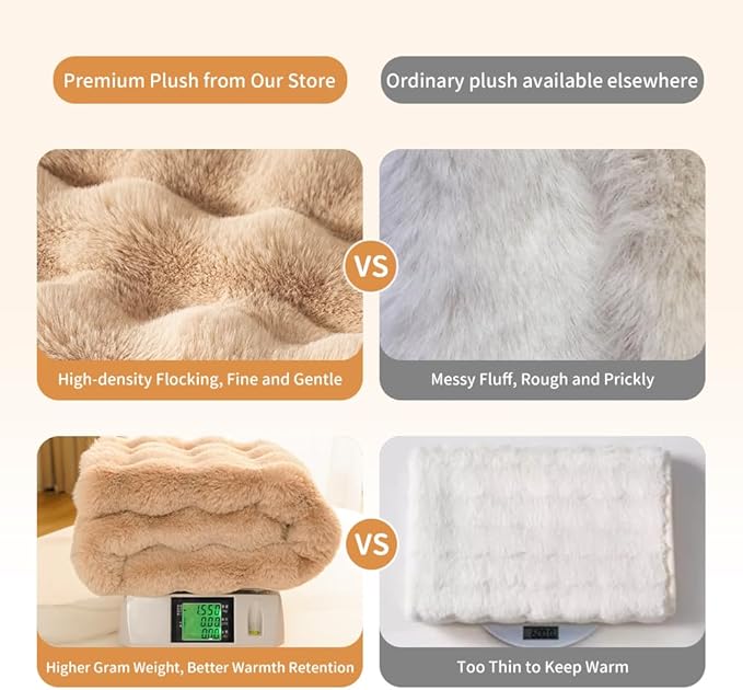 Dog Blanket Self-Warming Throw for Medium & Large Dogs, Dual-Side Sherpa Plush, Thick Crate Bed Cover & Car Seat Mat, Anti-Static Machine Washable No Shrink, 39x30 Inch Coffee