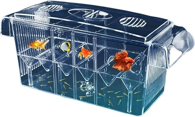 Self-Floating Aquarium Breeding Incubator Isolation Box – Double Layer 4 Rooms Transparent Acrylic Fish Hatchery Box for Fish Tank(4 Rooms)