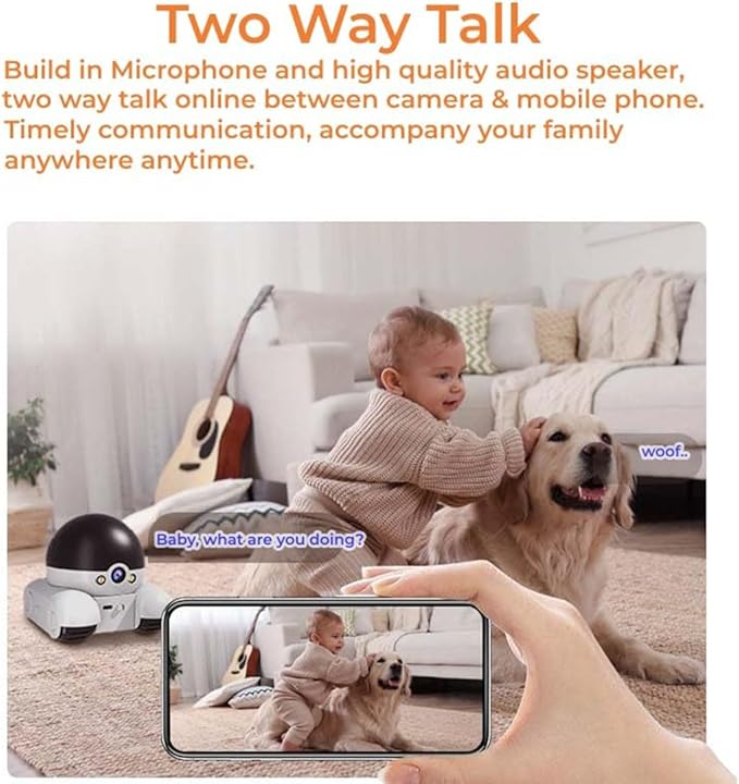 Pet Cameras Indoor with Phone App, 1080p Dual Lens, P 360°/T 90° Rotation Monitoring, 2-Way Talk, Night Vision, Motion Detection, Video Recording (WiFi, Camera only)