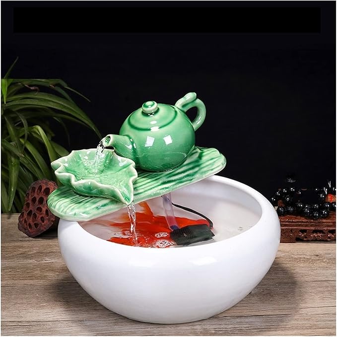 Fish Tank Aquarium Fish Tankchinese Style Ceramic Flow Water Fountain Office Living Room Table Top Fish Culture Bowl Aquarium Starter Kits Glass Fish Tank(C,31cm)