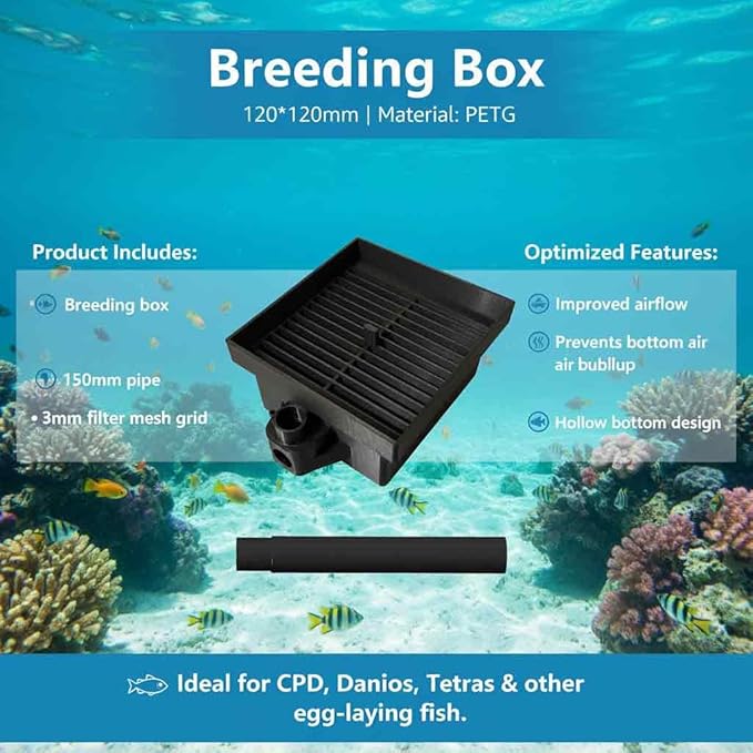 Breeding Box Suitable for Fluval Aquariums | Fish Egg Collector | Suitable for breeding Egg-Laying Fish | Dimensions: 120 x 120 x 80 mm (White)