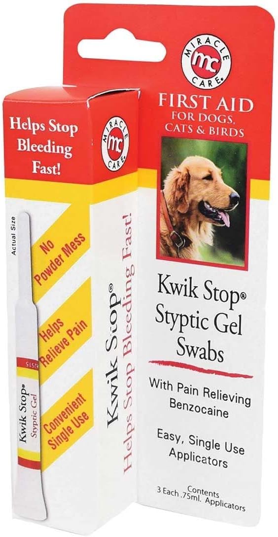 Styptic Kwik Stop Dog Cat Bird Ferret Helps Stop Bleeding Fast Powder Gel Pads or Swabs (90 Count Pads)
