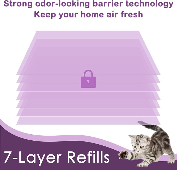 100 Cat Litter Refill Roll Bags Compatible with Litter Genie Easy Roll Pail | Odor-Control & Long-Lasting Refills | 4 Pack (100 Bags Total)