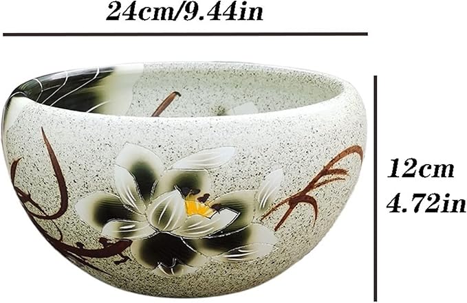 Aquariums & Fish Bowls, Planters For Indoor Plants Desktop Ceramic Flower Pot Water Lily Bowl Fish Tank Balcony Landscaping Hydroponic Plant Container Without Bottom Hole Window Boxes Planters(Low Bas