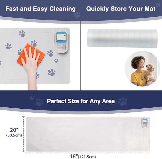 PAPARELA Scat Shock Mat for Dogs and Cats Indoor, Pet Shock Mats for Training Pets, Electric Repellent Mat Keeps Dogs and Cats Off Counter, Couch and Sofa, 3 Training Modes (48"x 20" Two Pieces)