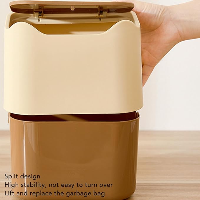 Yinhing Cat Litter Trash Can Press Type Lid Enclosed Odor Control Compact Space Saving with High Strength PP Material for Home Pet Waste Bin