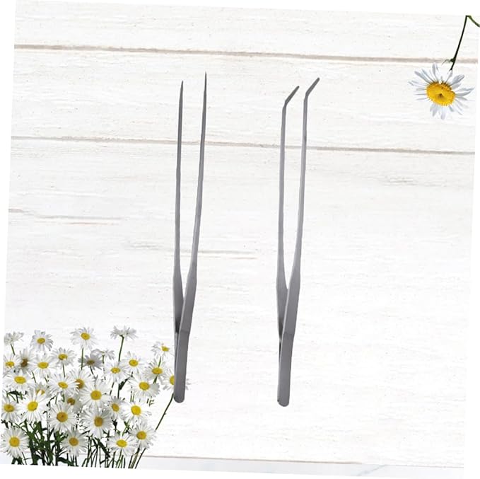 FRCOLOR 4pcs Stainless Steel Plant Tweezers Straight Curved Aquatic Tools for Fish Tank Maintenance Resistant for Precise Plant Positioning