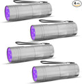 COSOOS 4 Pack Blacklight Flashlights, 395nm UV Handheld Black Light Flashlight, 12LED Mini Portable Pet Urine Detector for Dog Cat Urine, Scorpions, Dry Stains, Bed Bugs(Silver)