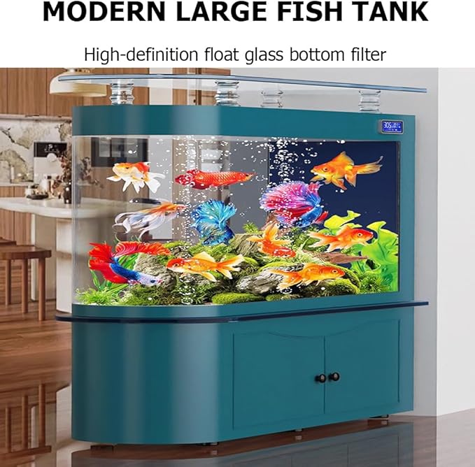 68 Gallon Aquarium Fish Tank,LCD Screen,Large Glass Fishbowl,Bottom Filtration,Heavy Duty Glass Aquarium Kit,Ultra-High-Definition Glass,Screen Display Fish Tan,A