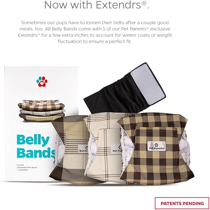 Pet Parents® Washable Belly Bands for Male Dogs (3pack) + Extendrs® of Durable Dog Diapers Male, Premium Male Dog Diapers & Dog Wraps (X-Large, Oxford)