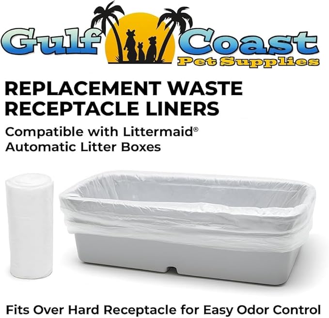Gulf Coast Pet Supplies® Replacement Waste Receptacle Liners – Compatible with LitterMaid® Automatic Litter Boxes –400 Count Options – Fits Over Hard Receptacle for Odor Control