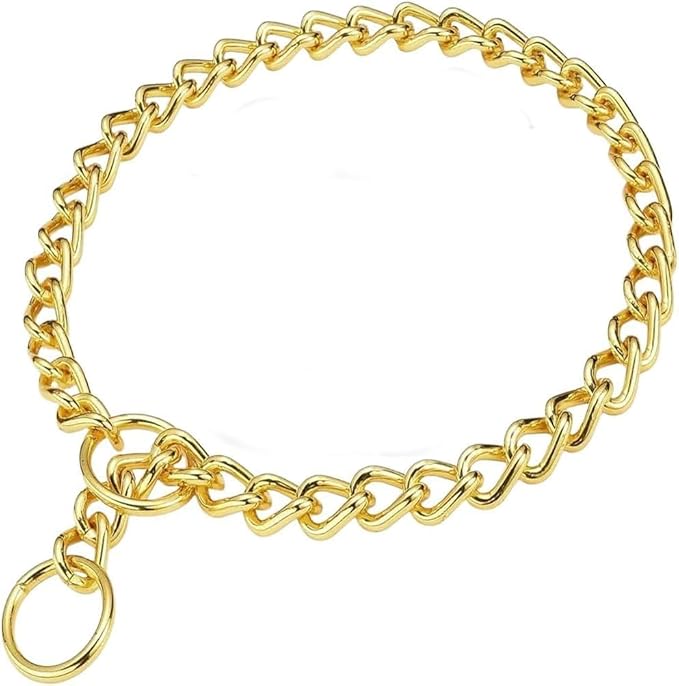 Chain Choke Collar for Dogs, Metal Slip Link Training Heavy Duty Dog Collar Martingale Puppy Collars for XXS XS Small Medium Large Big XL Breed Dogs (Gold, XL(Neck Max 22inch) D4.0mm)