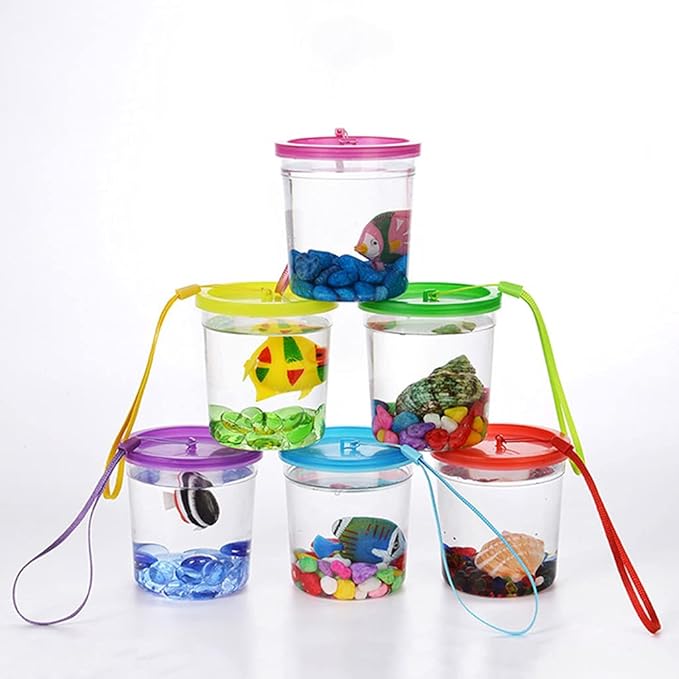 Portable Fish for Tank Aquarium Transparent Keeper Fishbowl for Turtle Betta Jellyfish Starter Kit Bowls with Lids