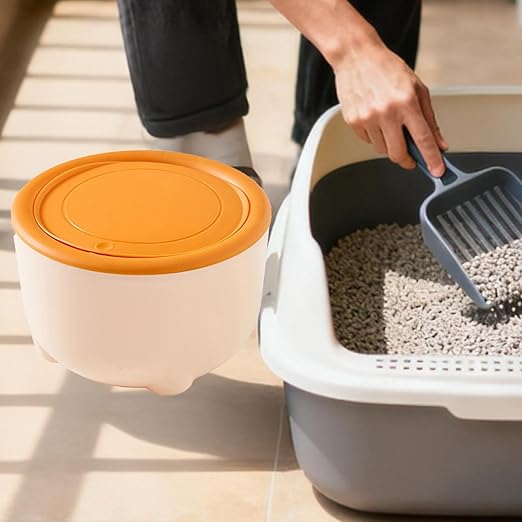 Cat Litter Trash Can with Press Type Lid Multipurpose Mini Countertop Cat Litter Disposal Bin Pet Trash Can Pet Supplies, Yellow