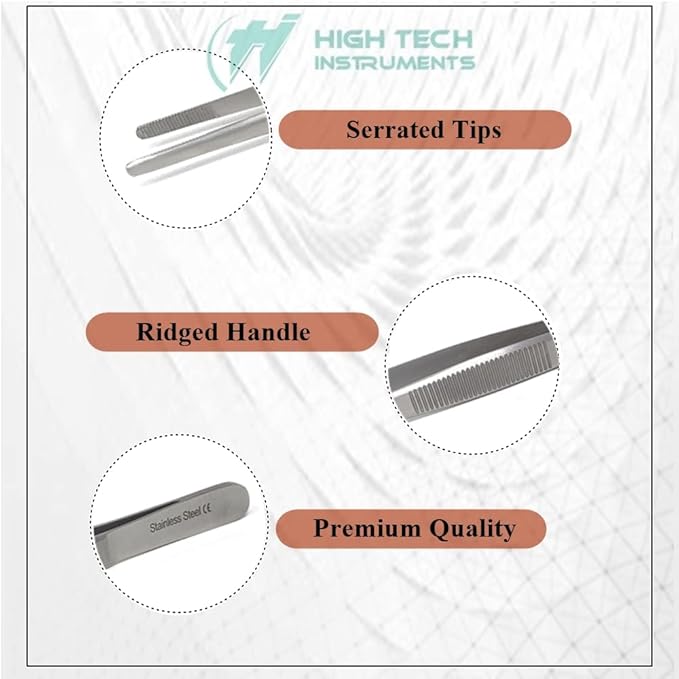 Reptile Feeding Tongs Straight Aquarium Tweezers Anti-Rust Thickened Stainless Steel Forceps, for Terrarium, Fish Tank, Snakes/Lizards/Gecko, Planting By HTI (5.5")