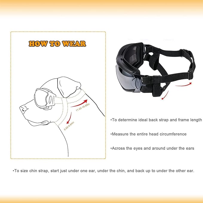 NVTED Dog Sunglasses Dog Goggles, UV Protection Wind Dust Fog Protection Pet Glasses Eye Wear Protect with Adjustable Strap for Medium or Large Dogs (Pack of 2)