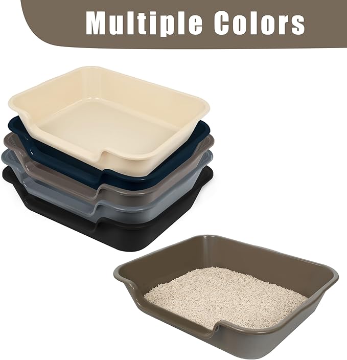 2 Pack Extra Large Dog Litter Box Pan Tray (ABS Material), Low Entry Jumbo Senior Litter Boxes for Multiple Kitten Big Cats, Pet Safe Indoor Dog Potty (Light Gray, 24" L x 20" W)