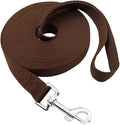 Nylon Training Dog Leash for Small Medium Large Dogs, 15ft 20ft 30ft 50ft Long Leash Dog/Puppy Lead for Obedience Recall Training, Camping (1" x 50ft, Brown)
