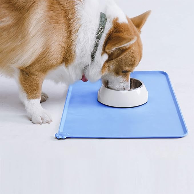 AUDWUD Silicone Waterproof Pet Feeding Mats,Anti Slip Bowl Pad, Dog Mat for Food and Water