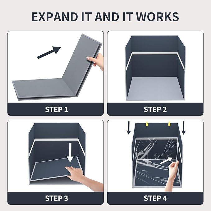 Aokeyee 2PCS Cat Litter Box Enclosure Splash Guard, All-in-One Large Waterproof Gray Litter Box Enclosure, Foldable Pet Litter Box Shield