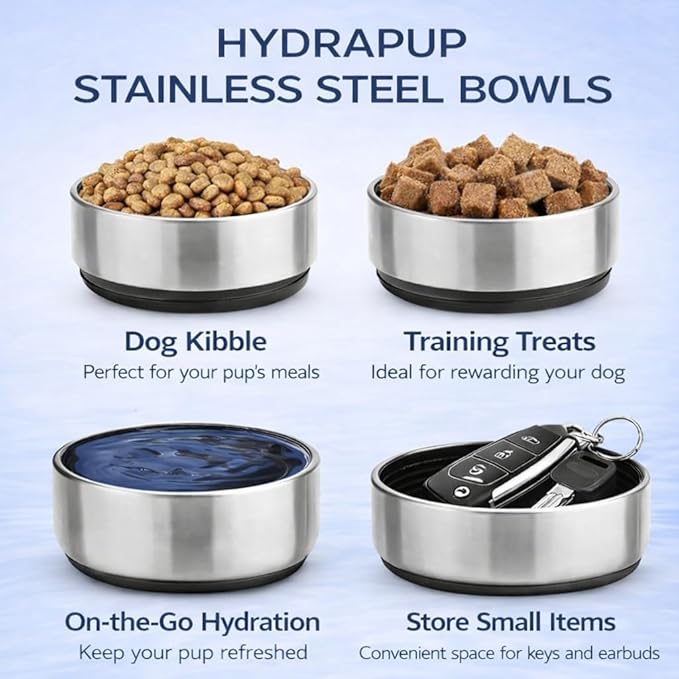 32oz Insulated Water Bottle with Dog Bowls – Human & Pet Shared Use, Stainless Steel Leakproof Travel Bottle (Navy Blue)