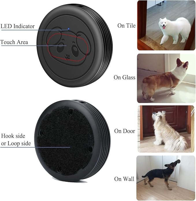 EverNary Dog Door Bell, Wireless Doggie Doorbells for Potty Training, Door Bell for Dogs to Go Outside, Dog Bells (Black, 2 Receiver 2 Transmitters)