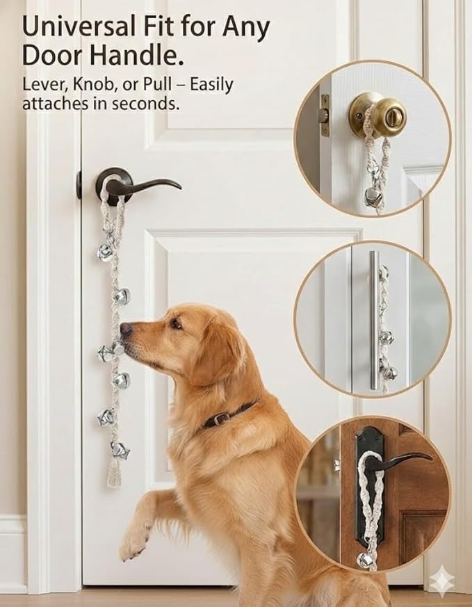 Dog Bells to Go Outside & Puppy Potty Training, Adjustable Dog Door Bell Ring to Go Potty, Handmade with Premium Yarn. Twisted Style, Blue