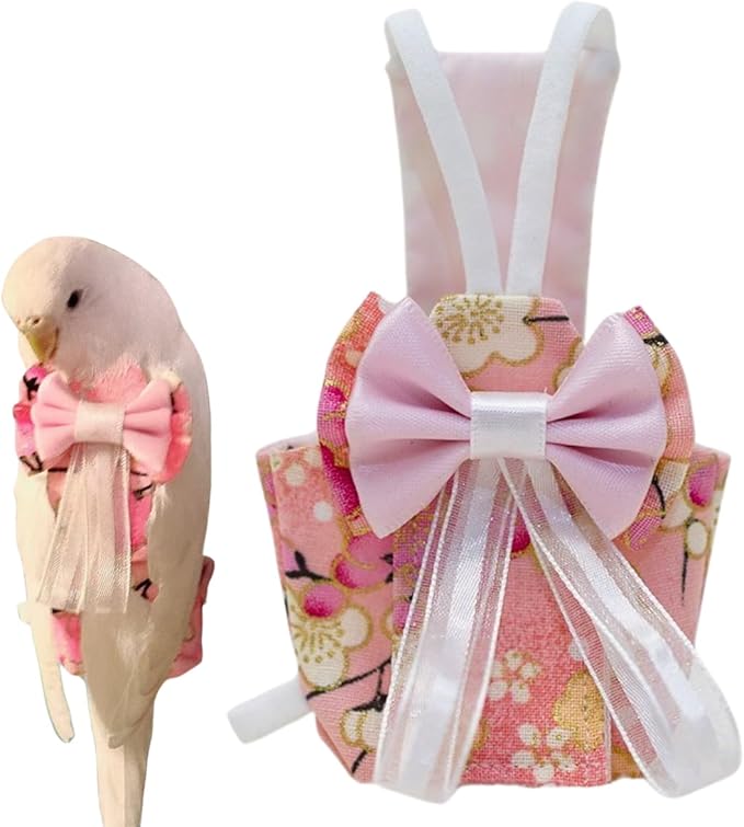 Bird Diaper Cockatiel Clothes Flight Suite, Reusable Parrot Nappy with Waterproof Inner Layer, Cute Pigeon Pants Urine Wet Suit Costume for Conure Macaw (Pink,Sulphur-Crested Cockatoo)