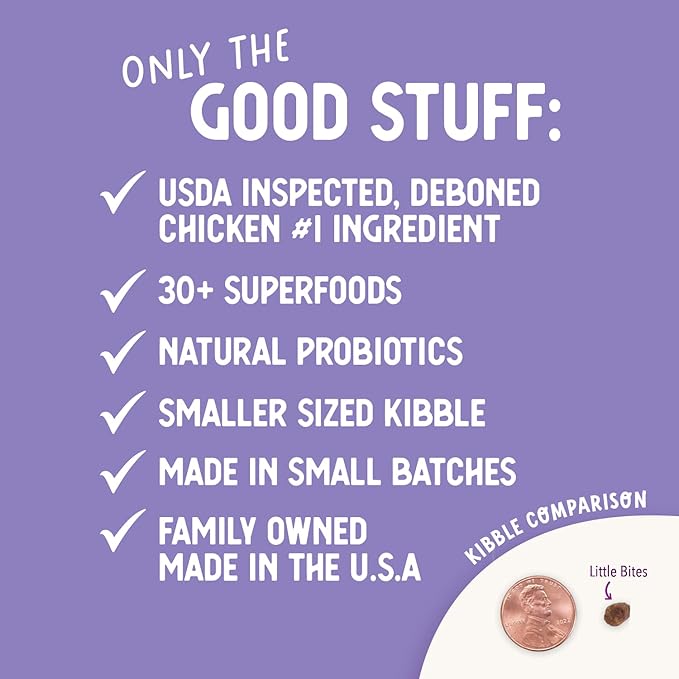 Health Extension Little Bites Dry Dog Food for Toy and Small Breeds, Chicken & Brown Rice Recipe, with Probiotics & Superfoods for Digestion & Coat Health, 18 lb Bag