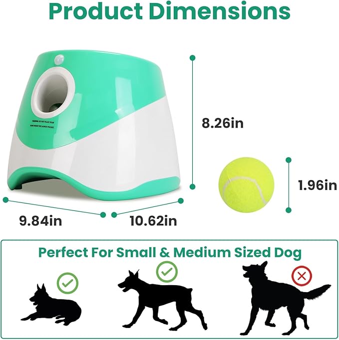 Automatic Ball Launcher for Dogs, Dog Ball Thrower Launcher Fetch Machine with 3 Adjustable Distance & 6 Tennis Balls (2 inch),Indoor Outdoor Interactive Puppy Pet Toy for Small to Medium Dogs