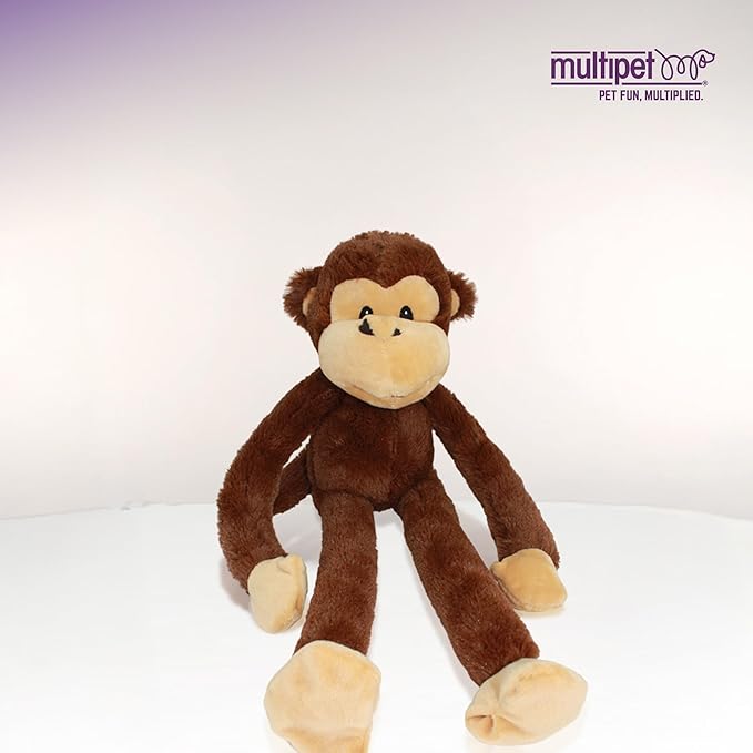 Multipet Swingin' Safari Monkey Dog Plush Toy - Squeaky Dog Toy for All Dogs - Extra Soft Plush Dog Toy - Stuffed Animal Dog Toy for Cuddling & Playing - Cute Dog Pet Toy (27”, Brown, 5 Squeakers)