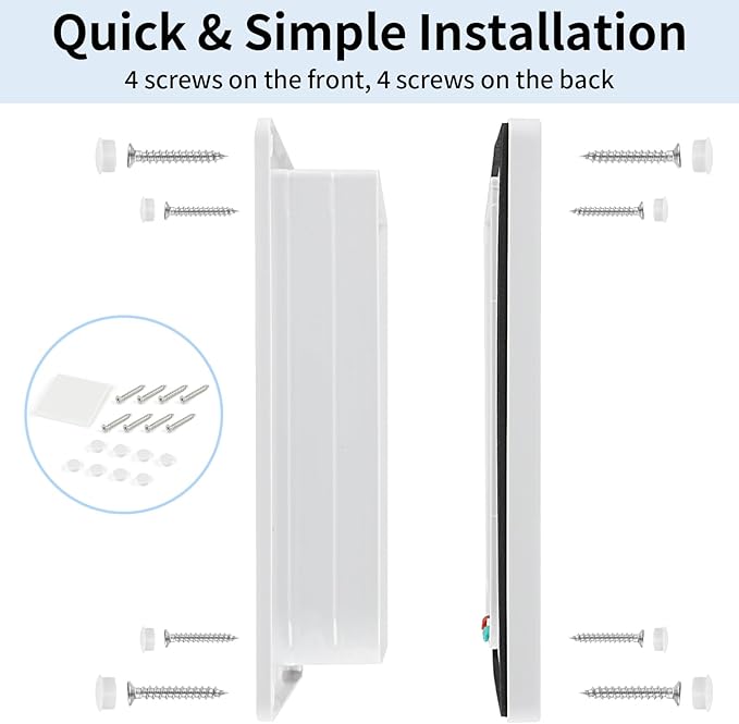 Cat Door for Interior Exterior Door (Outer Size 10.9" x 9.8"), 4-Way Locking Flap for Cats & Dogs(Circumference < 30"), Weatherproof Pet Door, White, ABS Material (XL)