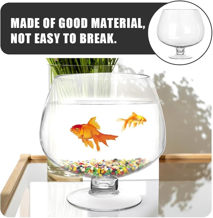 Transparent Glass Fish Bowl Vase, Multi-Function Betta Tank, Desktop Goldfish Aquarium, Hydroponic Plant Pot, Wine Glass Shape, Home Office Decor