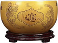 Fish Tank Treasure Bowl Ceramic Fortune Fish Tank Desktop Ceramic Small Treasure Bowl Turtle Feeding Bowl Aquarium(Gold,21x13cm)